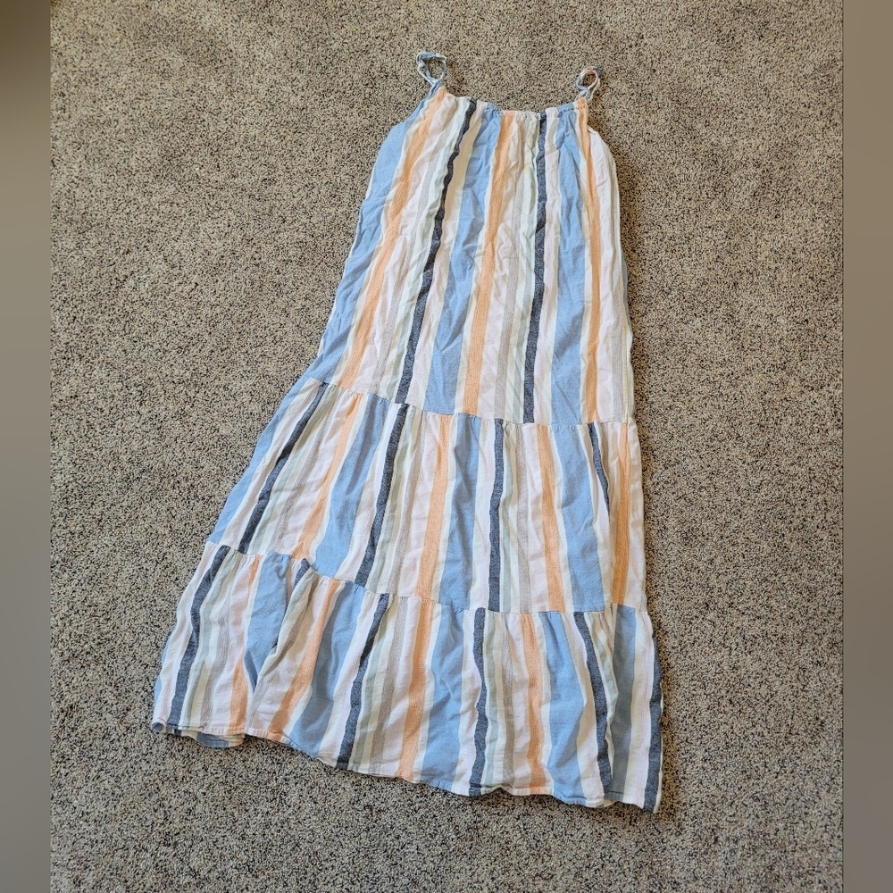 StitchDrop Womens Cotton Tiered Striped Dress Size Small - Picture 2 of 6